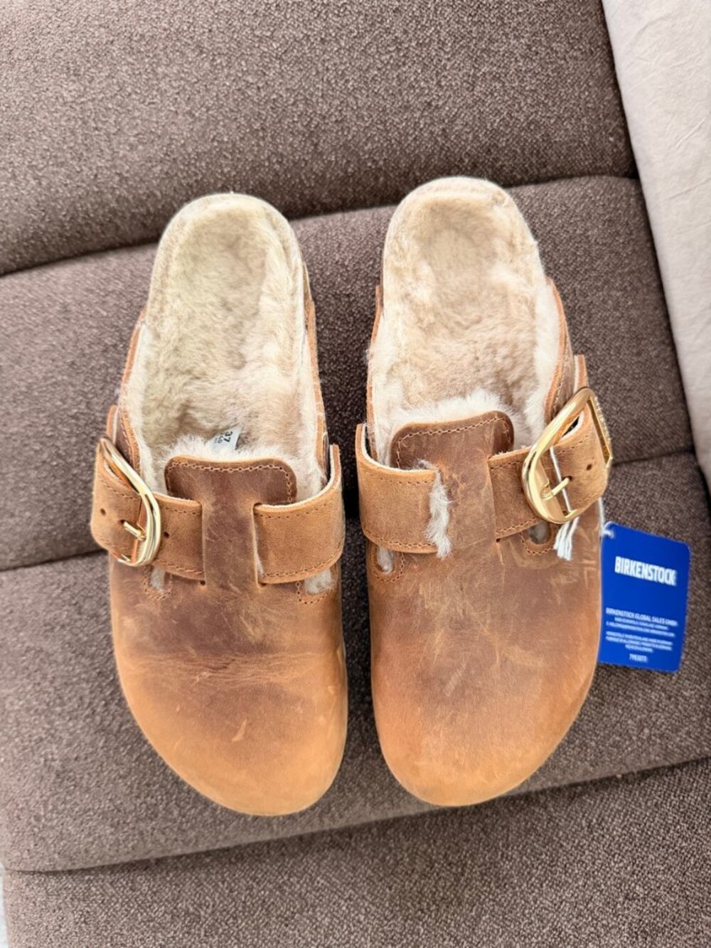 Birkenstock Boston Shearling Clogs Cognac size 37